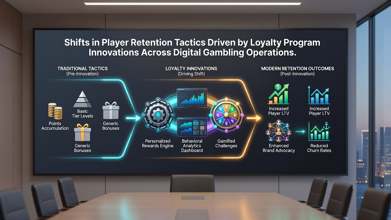 Analytics dashboard showing player retention metrics and loyalty tier progression charts